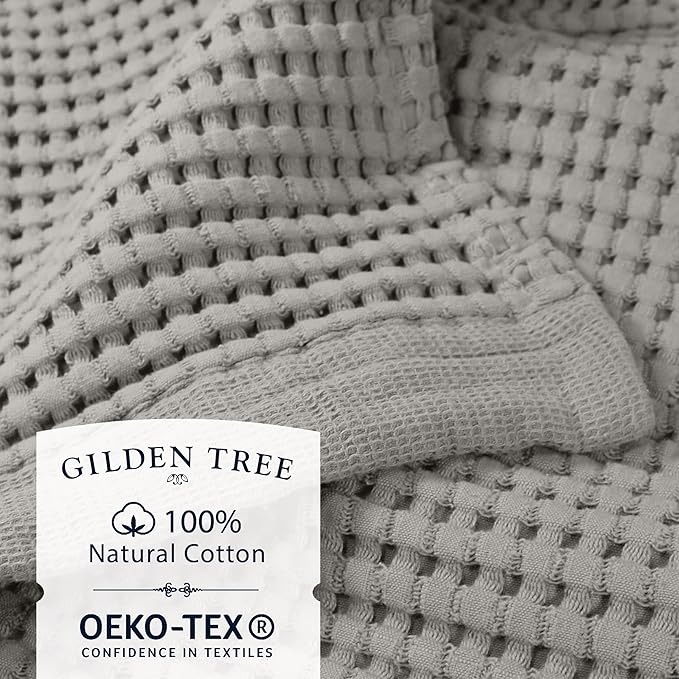 GILDEN TREE Waffle Bath Sheet Quick Dry Towel, Thin Luxury Bath Towels, 40x80 Large Bath Towels 2 Pack Bath Sheets, Modern Style (Pewter)