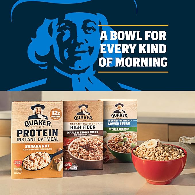 Quaker Instant Oatmeal, USDA Organic, Non-GMO Project Verified, Original, Individual Packets, 8 Count (Pack of 6)