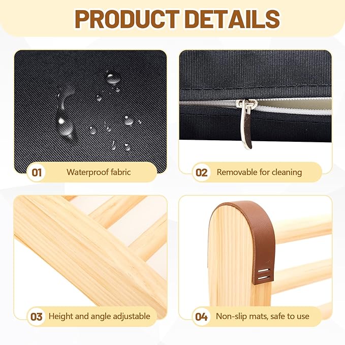 Taiyin S-Shape Sauna Backrest and Seat Cushion Set Cedar Wood Backrest Thickened Waterproof Mat Sauna Accessories for Infrared Resting Bath House Shower Steam Room (Black Seat)