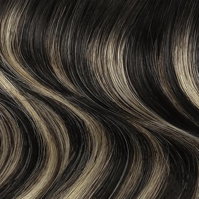 HOTBANANA Seamless Clip in Hair Extensions 18 inch 130g 7pcs Ombre Natural Black to Light Blonde Clip in Remy Human Hair Extensions Straight Hair Invisible PU Skin Weft