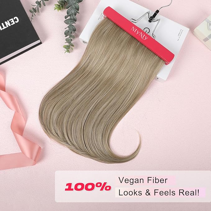 Hair Extensions, 4PCS 18" Clip in Hair Extensions Layered Cut Natural Lightweight Hairpieces with Thinner Softer Invisible Weft for Women - Ash Brown with Highlights