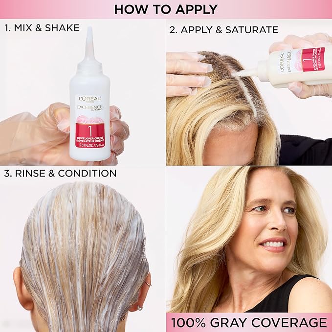 L'Oreal Paris Excellence Crème Permanent Hair Dye, Triple Care Hair Color with Pro-Keratine Complex for 100% Gray Hair Coverage, 6R Light Auburn, 1 Kit
