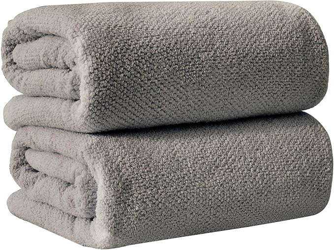 Great Bay Home 100% Cotton Oversized 2 Pack 68x35 Extra Large Towel Set - Absorbent, Quick-Drying, Durable Oversized Bath Sheets for Bathroom Décor (Dark Grey)