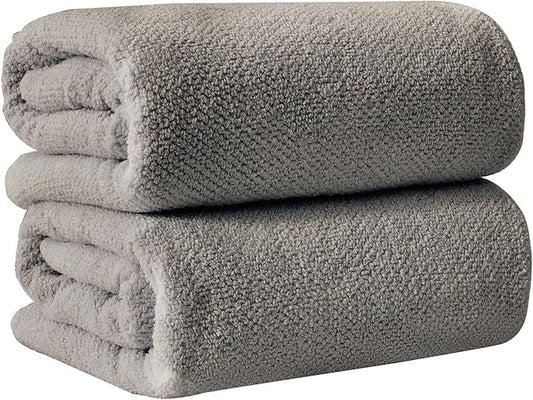 Great Bay Home 100% Cotton Oversized 2 Pack 68x35 Extra Large Towel Set - Absorbent, Quick-Drying, Durable Oversized Bath Sheets for Bathroom Décor (Dark Grey)