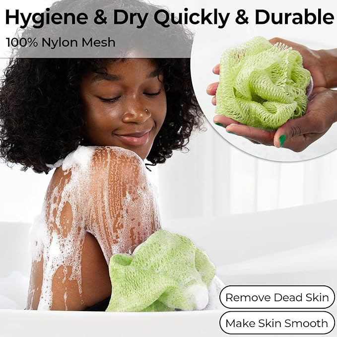 African Net Sponge Authentic - Back Scrub Exfoliating Net Sponge with Knots - 2 Pieces African Bath Sponges for Body Scrubber Exfoliator - Back Washer for Shower Accessories
