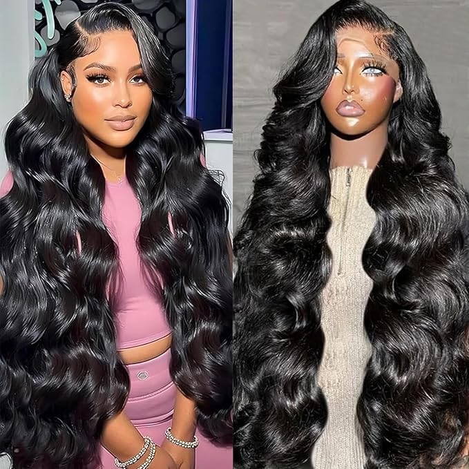 IUPin 250% Density 26 Inch 13x6 Lace Front Wigs Human Hair Body Wave Lace Front Wigs Human Hair Pre Plucked Glueless Wigs 13x6 HD Lace Frontal Wigs for Women Thick and Full