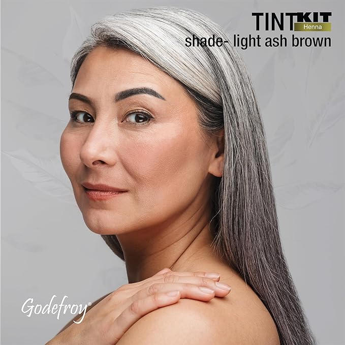 Godefroy Powered by Henna - Tint Kit 4 Applications | Light Ash Brown | Spot Hair Color Powered by Natural Henna