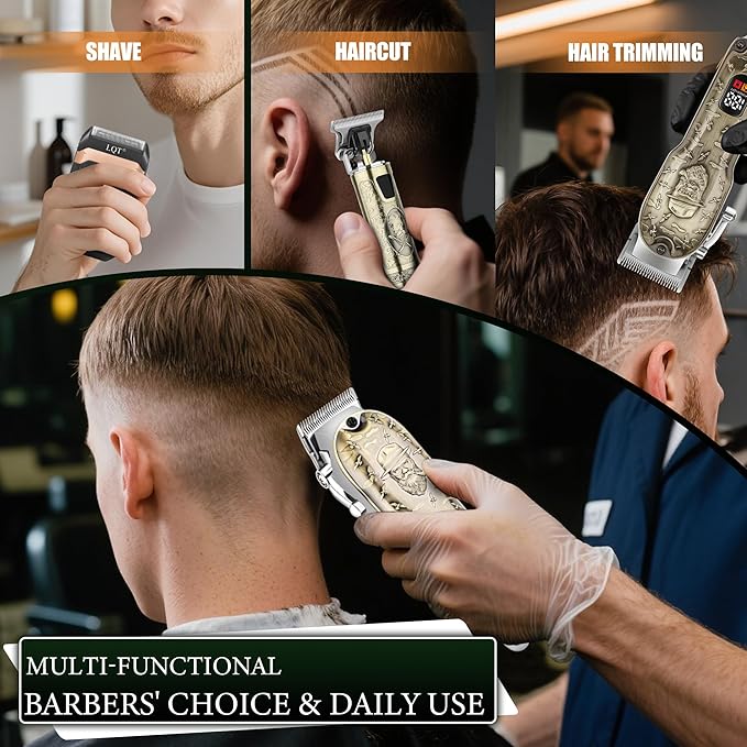 Hair Clippers Set for Men, Hair Clipper Trimmer with LED Display, Professional Cordless Hair Clipper Shaver Beard Trimmer, Hair Cutting Machine for Men, Holiday Gift for Him Father's Day Gift
