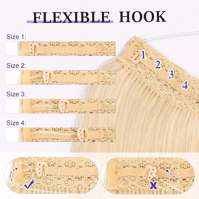 Halo Hair Extensions Real Human Hair,Halo Hair Extension 100% Human Hair, Wire Hair Extensions,Straight 60 Platinum Blonde 22 inch/75g