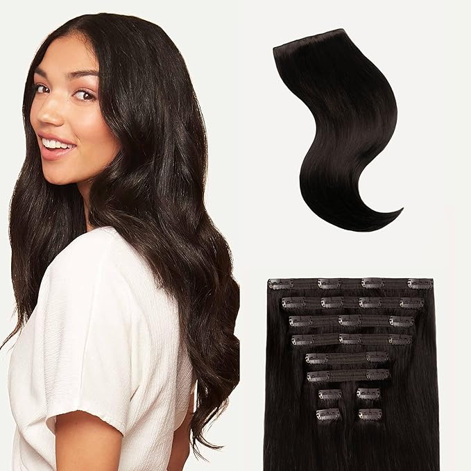 Luxy 100% Remy Human Hair, Classic 160g Clip-In Hair Extensions - 10 Wefts Multi-Dimensional Color for Natural Blending, Adds Volume & Length, Easy Apply & Remove 16" Mocha Brown Classic