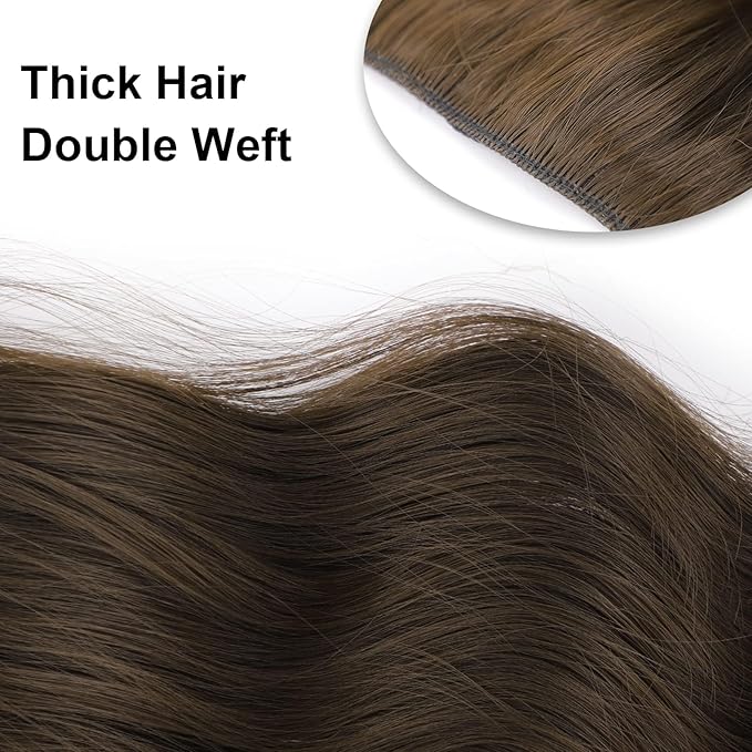 Vigorous Clip in Hair Extensions 4Pcs Chocolate Brown Long Wavy Hairpieces 20Inch Hair Extensions Clip Ins Soft Synthetic Hairpieces for Women