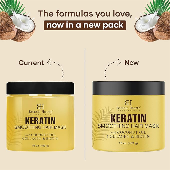 Botanic Hearth Keratin Hair Mask | Biotin, Collagen & Coconut Oil | for Dry Damaged Treated Hair | Restore, Repair, Smoothing, Conditioning & Strengthen All Hair Types | for Men & Women | 16 Oz