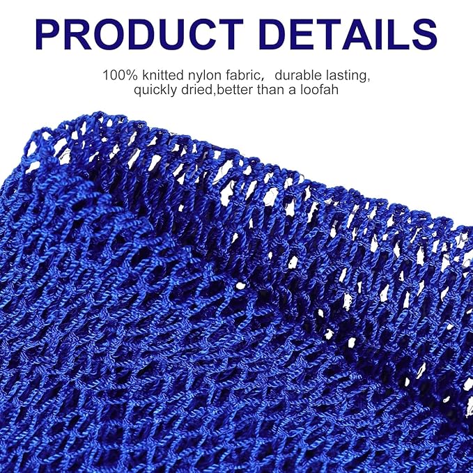 Geiserailie African Net Sponge Long Bathing Net Shower Body Scrubber Back Scrubber Skin Smoother Bathing Sponge for Daily Use or Stocking Stuffer(Blue)