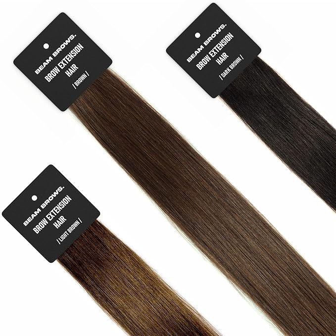 BEAMLIGHT LASHES Brow Extension Hair – 100% Virgin Remy Human Hair – For Eyebrow Extensions – Natural-Looking, Soft Finish – Lasts Up to 6 Weeks – For Up to 8 Clients (3-Pack)