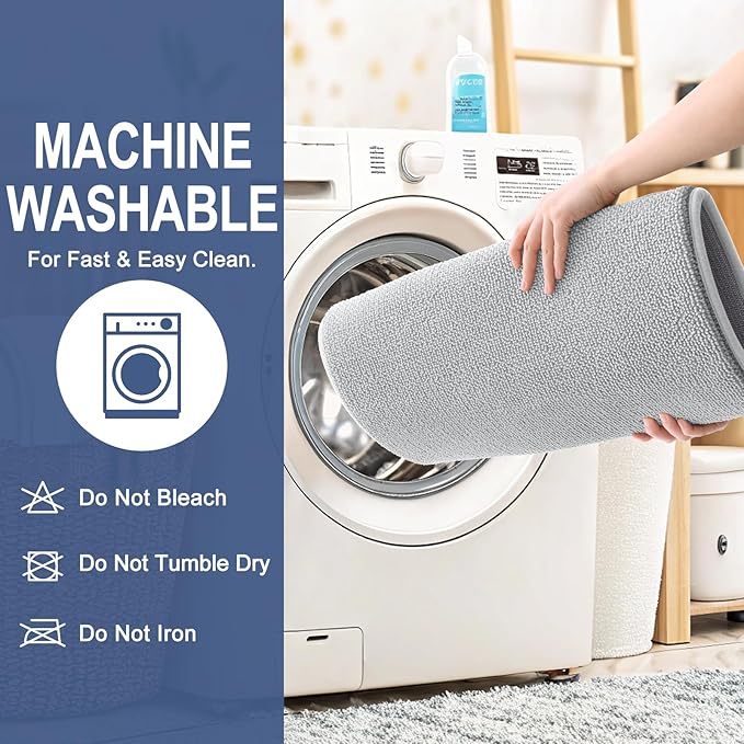 OLANLY Thick Memory Foam Bath Mat Rug 47x24, Extra Soft Absorbent Bathroom Rug, Quick Dry Bath Mats, Non-Slip, Machine Washable Carpet for Bathroom, Tub and Shower, Home Decor Accessories, Light Grey