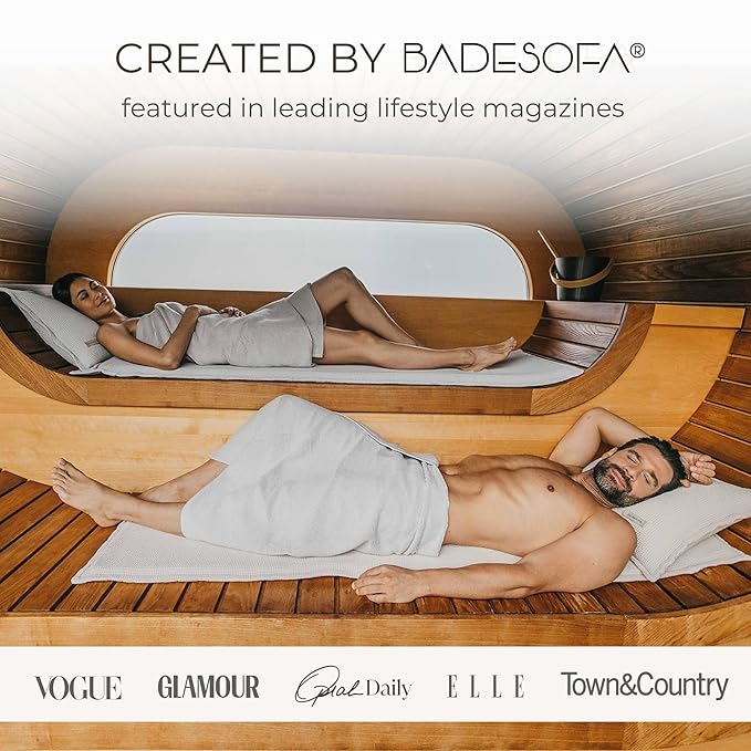 SAUNASOFA™ Sauna Mat & Pillow Set – 3 Person Sauna seat Cushion with Pillow – Heat-Resistant Sauna kit for Infrared or Finnish saunas in Grey