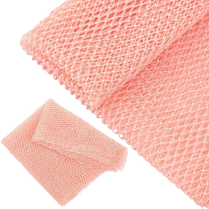 Geiserailie African Net Sponge Long Bathing Net Shower Body Scrubber Back Scrubber Skin Smoother Bathing Sponge for Daily Use or Stocking Stuffer(Light Pink)