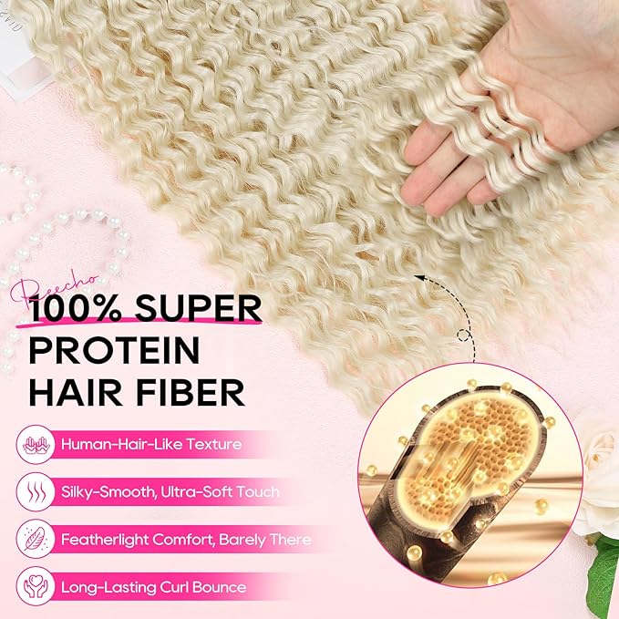 REECHO Hair Extensions - 4PCS 20" Water Wave Clip in Hair Extensions 100% Super Protein Silky Soft Natural Look with Invisible Lace Weft Hairpieces for Women - Black Brown