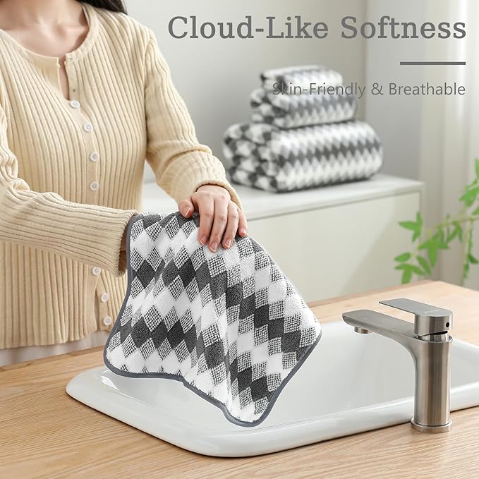 8 Piece Bathroom Towel Set Dark Grey|2 Oversized Large Bath Towels Sheet,2 Hand Towels,4 Washcloths| 600GSM Soft Premium Towel Set for Bathroom Hotel,Highly Absorbent Quick Dry Bath Towel Collections