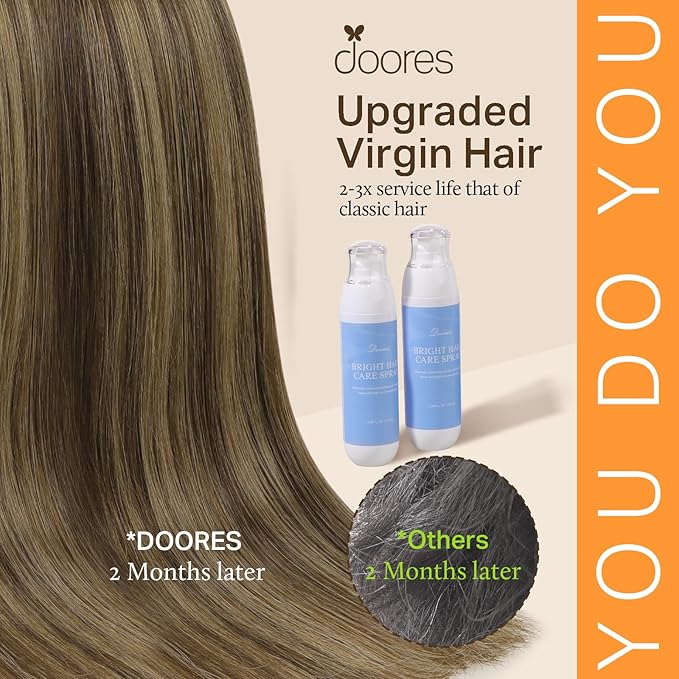 DOORES Balayage Clip in Human Hair Extensions Chocolate Brown to Caramel Blonde Remy Hair Clip in Extensions Straight Natural Hair Extensions 7pcs 120g 22 Inch