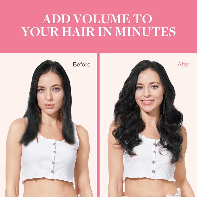 GOO GOO Clip in Hair Extensions Real Human Hair, Remy Human Hair Extensions Clip ins for Women, Natural Human Hair, 24inch 160g 7Pcs, 1B Natural black
