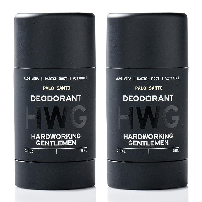 Hardworking Gentlemen - Mens Fresh Body Deodorant Stick - All Natural Organic Ingredients including Vitamin E and Aloe Leaf - Made in USA (Palo Santo 2 Pack)