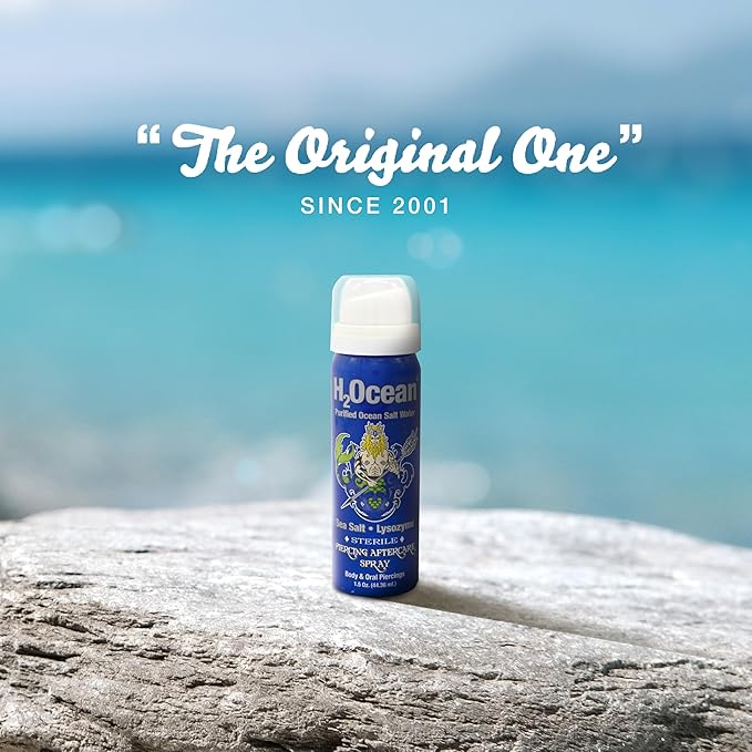 H2Ocean Piercing Aftercare Spray Sea Salt Saline 4oz + Piercing Aftercare Sea Salt Spray 1.5oz