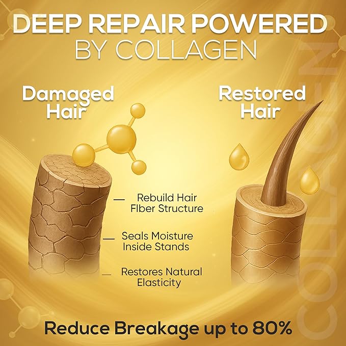 Collagen Hair Treatment Mask, for Dry & Damaged Hair, (Trataniento Para Cabella Seco y Matratados) is Keratin, Maca Essence All Cleanses Treated Hair Relaxes The Tense Scalp 8.8FL OZ,250ml