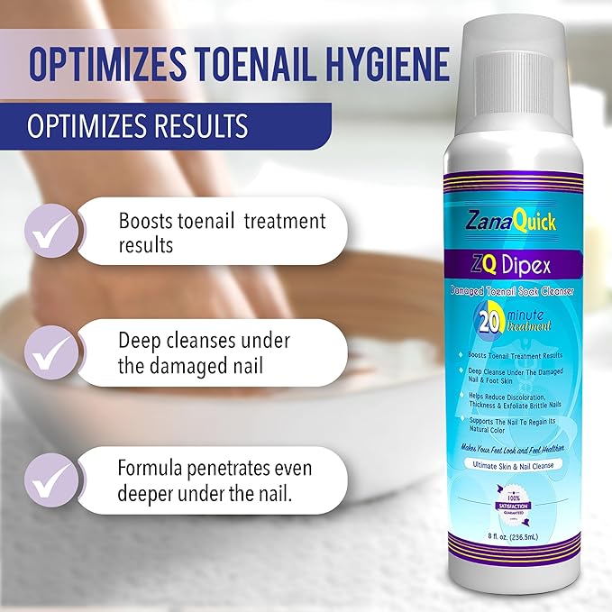 ZanaQuick 3 Step Toenail Solution. Extra Strength Damaged Nail Solution. Complete Repair Kit for Discolored Brittle Nails. Nail Renewal Drops, Nail Disruptor and Deep Foot Soak Cleanser