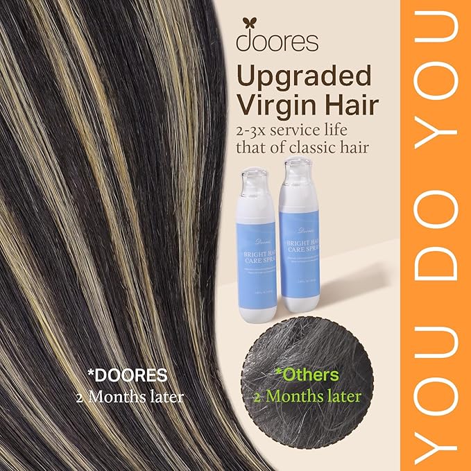 DOORES Micro Hair Extensions, Balayage Natural Black to Light Blonde 24 Inch 50g/50s, MicroBead Hair Extensions Real Human Hair Extensions Straight Hair