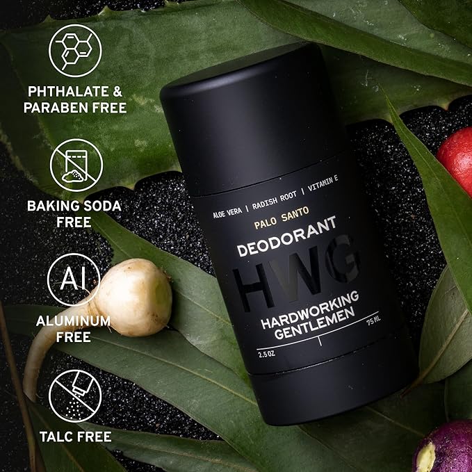 Hardworking Gentlemen - Mens Fresh Body Deodorant Stick - All Natural Organic Ingredients including Vitamin E and Aloe Leaf - Made in USA (Palo Santo 2 Pack)