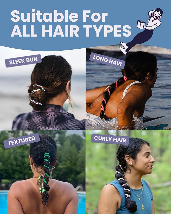 Rip Tie 24" x 2.5mm Soft Hair Tie for Women, 3 Pack Tropical – Tangle Free Ponytail Holders – Prevents Hair Damage – Ideal for Activities like Surfing, Exercising, Running, and More