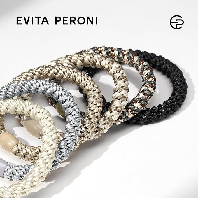 EVITA PERONI Hair Ties 12 Pcs Set, High Elastic Ponytail Holders, Hair Ties No Damage, Elastic Ties for Thick Hair Women Men, Gifts for Mother Sister Girlfriend (Stone Taupe)