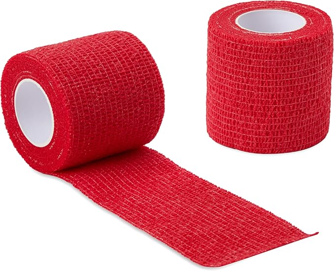 Sensi Wrap Grip Cover Sports Self Bandage Rolls 2-inch x 5-Yards 24pcs (Red)