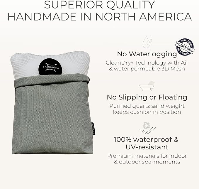 BADESOFA® Luxury Bath Pillow S - Ultra Comfortable & Quick-Drying Bath Back Pillow - Washable Full Body Bath Pillow for Bathtub - Therapeutic Head and Neck Support - Luxury Spa Cushion in Charcoal