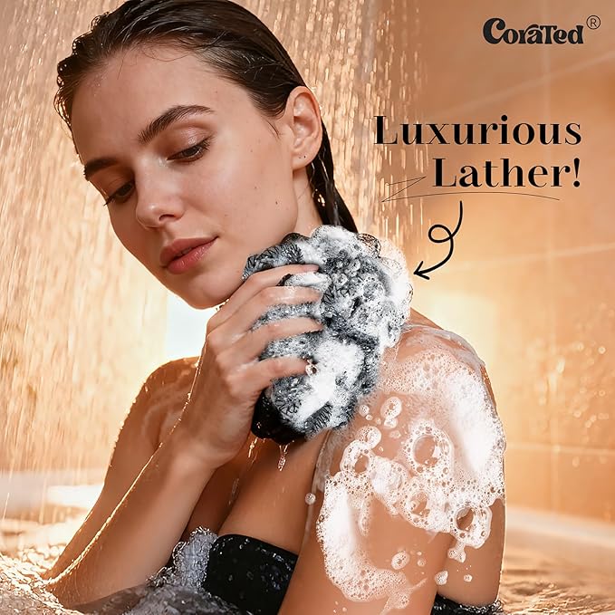 CORATED African Net Sponge Authentic, Shower Loofah Exfoliating Bath Sponge, Body Scrubber for Women and Men Daily Use Body Care, Portable Bath Accessories Christmas Gifts