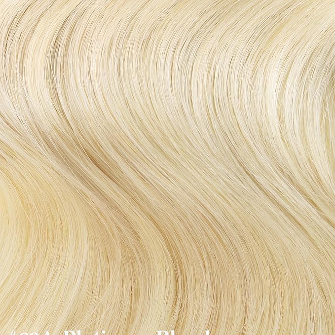 HOTBANANA Seamless Clip in Hair Extensions, 16 Inch 110g 7pcs Platinum Blonde Invisible PU Skin Weft Straight Remy Human Hair Extensions