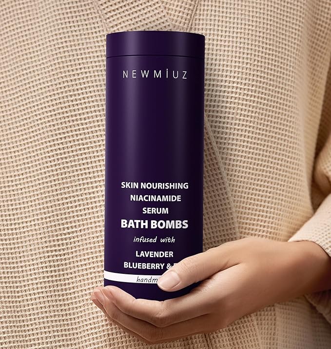 Lavender Bath Bombs Skin Nourishing Moisturize Niacinamide Serum Lavender Blueberry Fig Luxury Fizzing Spa Bubble Bath Gift Set for Sensitive Skin Stress Relief Relaxation Gift Birthday Christmas