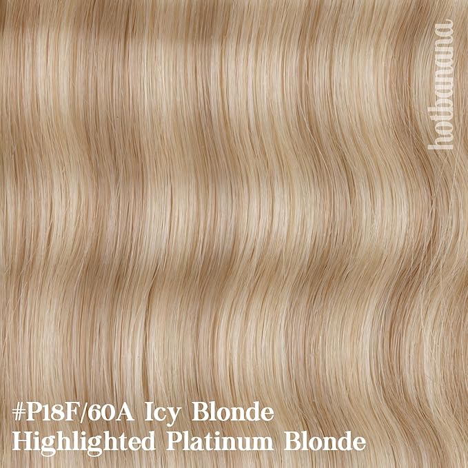 HOTBANANA Human Hair Clip in Hair Extensions, Icy Blonde Highlighted Platinum Blonde Hair Extensions 120g Real Human Hair Straight Remy Hair Clip Ins 20 Inch 7pcs