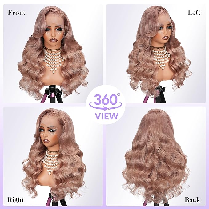 Ash Blonde Wig Human Hair 250 Density 32 Inch 13x6 Body Wave Colored Lace Front Wig Human Hair Pre Plucked, 100% Real Human Hair No Synthetic Blend Tangle Free Shedding Free Triple Lifespan 3X