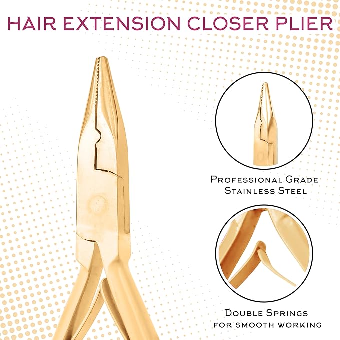 SIVOTE Professional Hair Extension Tools Kit Stainless Steel, Microlink & Itip Extensions Tool Kit, Gold