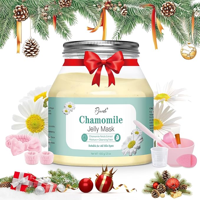 Powder Jelly Mask for Facials Professional, Peel Off Facial Mask for Hydrating & Moisturizing, Christmas Hydrojelly Mask Gifts for Women Men, Home DIY Spa Use for All Skin with Chamomile Petals