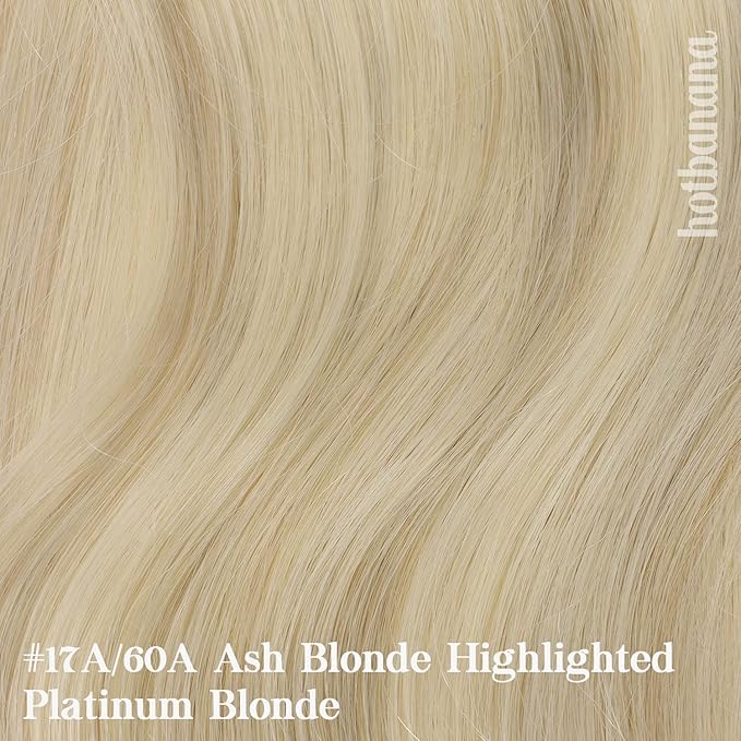 HOTBANANA Human Hair Clip in Hair Extensions, Ash Blonde Highlighted Platinum Blonde Hair Extensions 120g Clip in Hair Extensions Real Human Hair Straight Remy Hair Clip Ins 24 Inch 7pcs