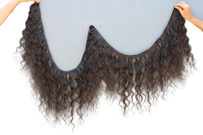 IDM Raw Indian Hair Weft Bundles, Natural Soft Curly, 100% Human Hair (16" 18" 20" 3Bundles Curly)