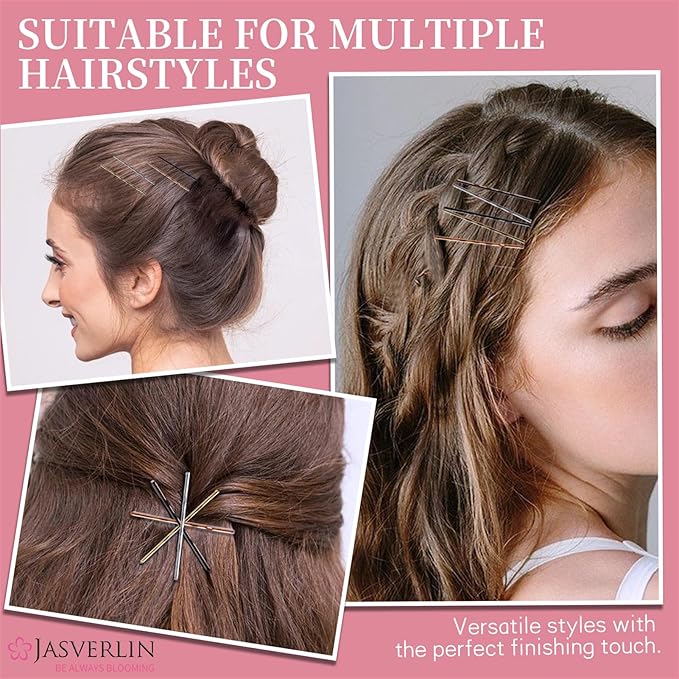 2.36" Large Bobby Pins for Women Thick Hair 250 Pcs, Jumbo Long Hair Pins Blonde Brown Black Sliver, Decorative Secure Hold Bulk Hairpins for Updo Bun Styling (6 cm)