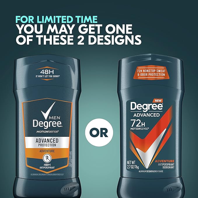 Degree Men Antiperspirant Deodorant Adventure Antiperspirant For Men With MotionSense Technology 2.7 oz, Pack of 4