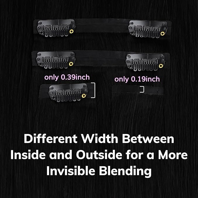 IDN BEAUTY Seamless Clip In Hair Extensions Human Hair Jet Black Real Remy Virgin Human Hair Seamless Clip Ins For Black Women PU Weft Invisible Edge Thick Soft Hair ST 110g 20 Inches