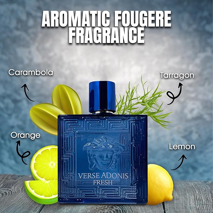 Men's Cologne Verse Adonis Fresh- Eau De Toilette Spray Perfume Fresh Scent 3.4 Fl Oz Daily Used