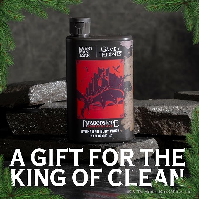 Every Man Jack Game of Thrones Collectors Body Wash - Dragonstone - Ember Blaze Scent - 13.5 oz (Pack of 2)