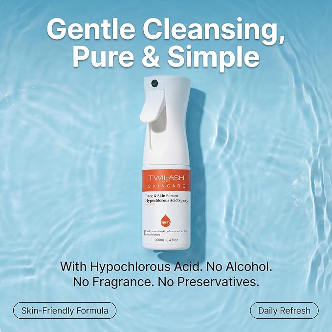 Hypochlorous Acid Spray 200ml | HOCl Face & Skin Cleanser | Facial Mist, Acne & Eczema Relief, Tattoo & Piercing Aftercare | Eyelid & Lash Cleanser (6.4 Fl Oz (Pack of 1))